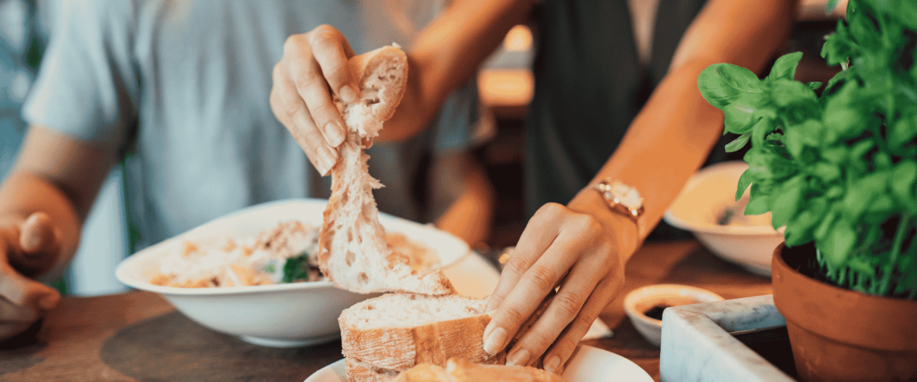 People eating bread