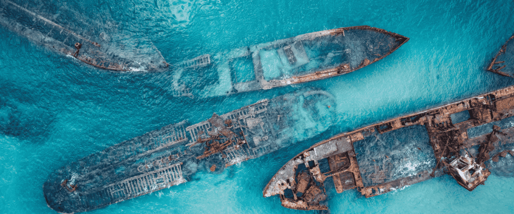 Tangalooma Wrecks sunk in water