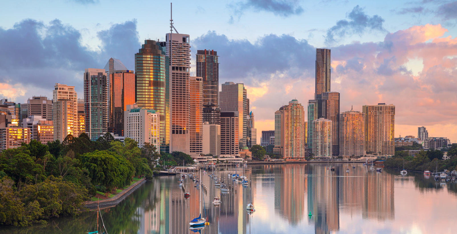 brisbane skyline sunset city buildings