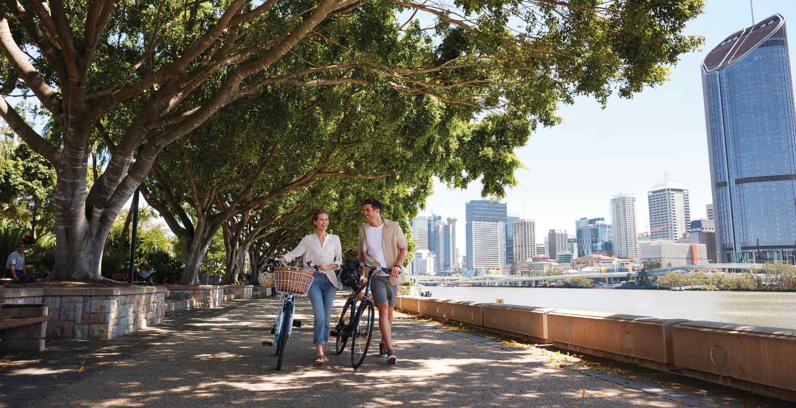 Couple biking in Brisbane